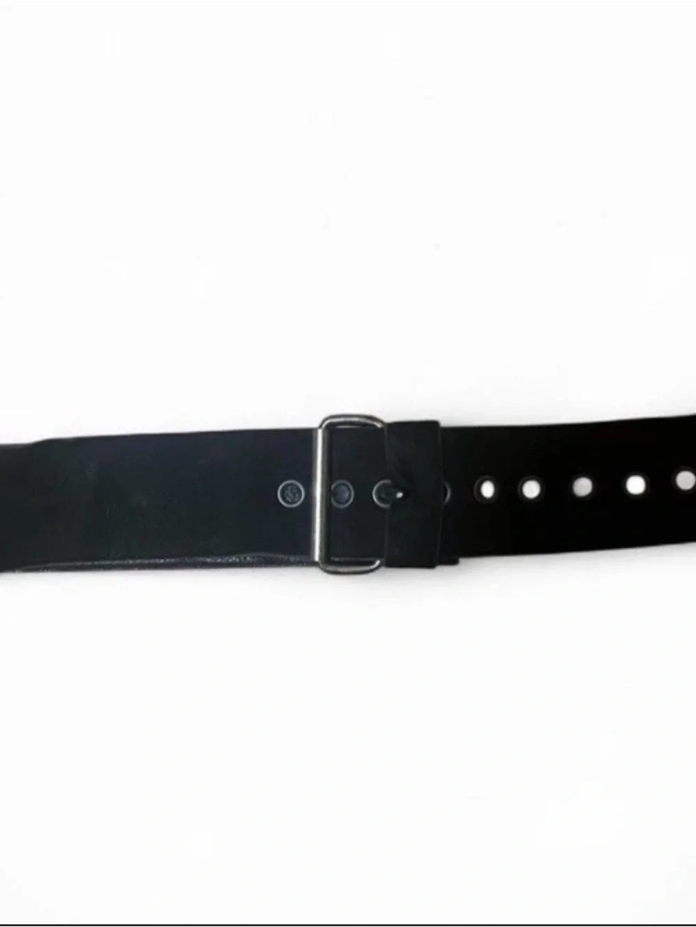 Leather Suede Grommet Belt Vintage 80’s Wide Buckle Punk Rock Womens Belt 40”